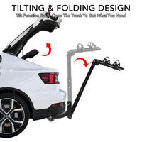 Portabici posteriore Garvee per 2 biciclette con stabilizzatore e cinghie, gancio di traino per bici elettriche, distanza tra i bracci 12,7-18,3 cm, nero