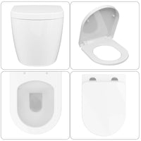 Sedile WC sospeso GARVEE, a D, 51 cm, bianco | Ceramica, meccanismo di chiusura ammortizzata | Per bagni moderni