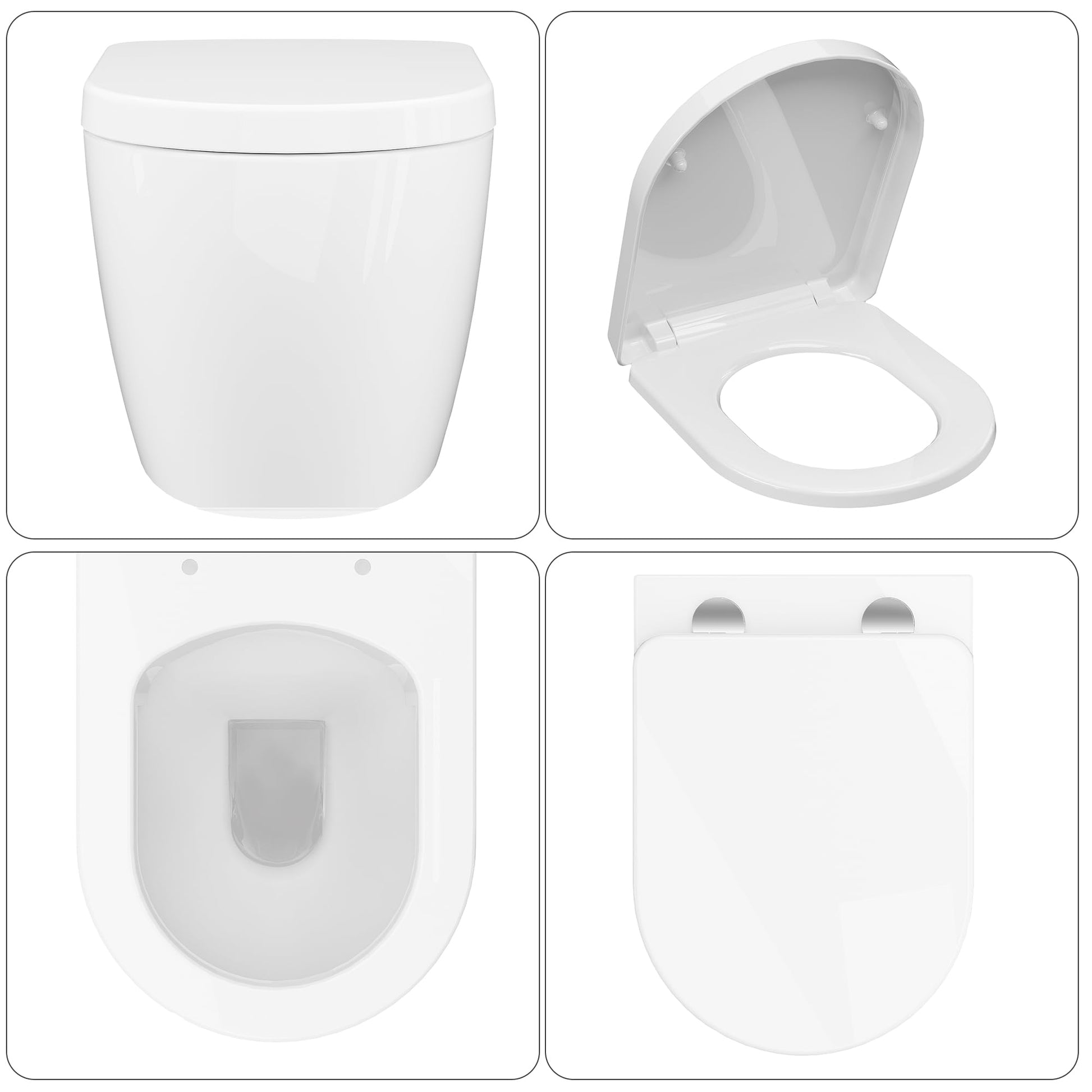 Garvee WC Sospeso Senza Bordo Di Scarico, Ceramica Resistente, Bagno Ospiti, 53 cm, Bianco