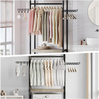 Scaffale per lavanderia Garvee da 30" con stendibiancheria, regolabile, a 4 livelli, in legno e acciaio per lavatrice, bagno e lavanderia, salvaspazio, 28 pollici, colore naturale