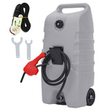 Garvee Serbatoio Carburante Portatile 14 Galloni(53L) con Pompa Manuale e Tubo 10FT, Polietilene Resistente, Valvole in Ottone, Ruote per Auto ATV Barca, Grande Capacità, Sicuro, Versatile - Grigio