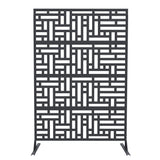 Garvee Outdoor Sichtschutz Metall 180x117 cm Pulverbeschichtet Rostschutz Für Garten Terrasse Balkon Schwarz
