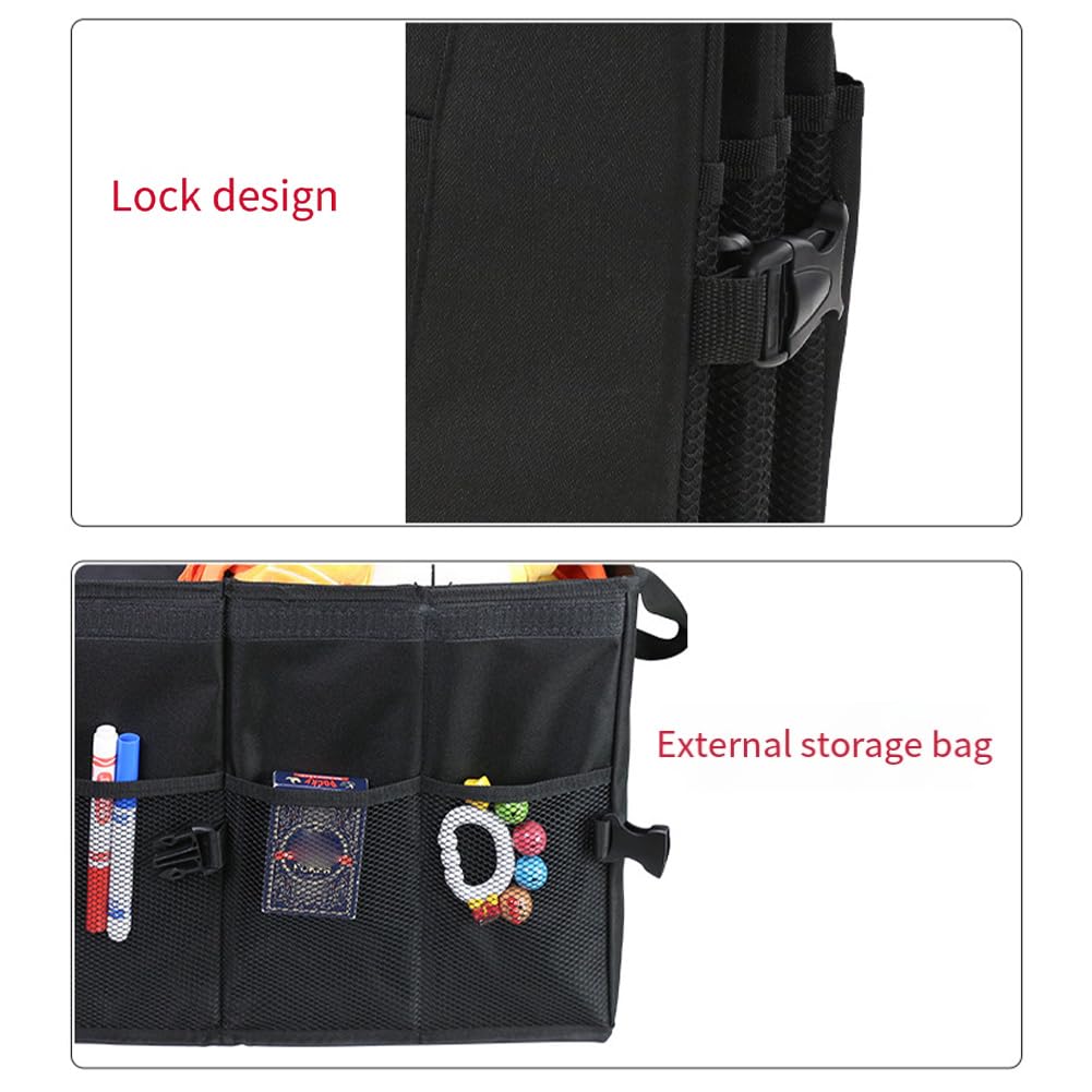 Garvee, grande contenitore pieghevole per auto da 60 litri con divisorio rimovibile, cinghie di fissaggio, materiale robusto per il bagagliaio, uso versatile, nero