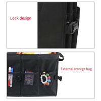 Garvee, grande contenitore pieghevole per auto da 60 litri con divisorio rimovibile, cinghie di fissaggio, materiale robusto per il bagagliaio, uso versatile, nero