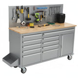Garvee Cassa Attrezzi Mobile 61 Pollici 10 Cassetti - Top Legno Solido, 760 kg, Ruote Frenate, Presa Elettrica per Garage Officina