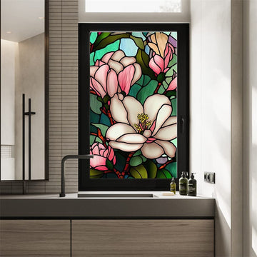 Pellicola per la privacy delle finestre Garvee con motivo floreale, riutilizzabile, statica per bagno e ufficio, 45x100 cm, bianco trasparente