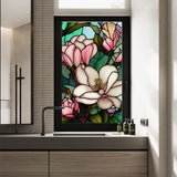 Pellicola per la privacy delle finestre Garvee con motivo floreale, rimovibile, senza adesivo, per bagno, ufficio, soggiorno, PVC, riutilizzabile - 60*100 cm