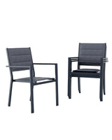 Garvee Set di 4 sedie impilabili in alluminio per patio, giardino e balcone, leggere e resistenti alle intemperie, grigio scuro, design moderno