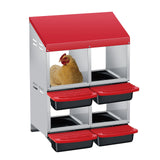 Nido per galline Garvee a 3 fori, in metallo, antiruggine, con vassoio rimovibile per fattoria e giardino, comodo e facile da pulire - Rosso