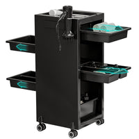 Carrello per salone con 6 cassetti – Carrello con ruote e porta asciugacapelli per salone e studio, nero