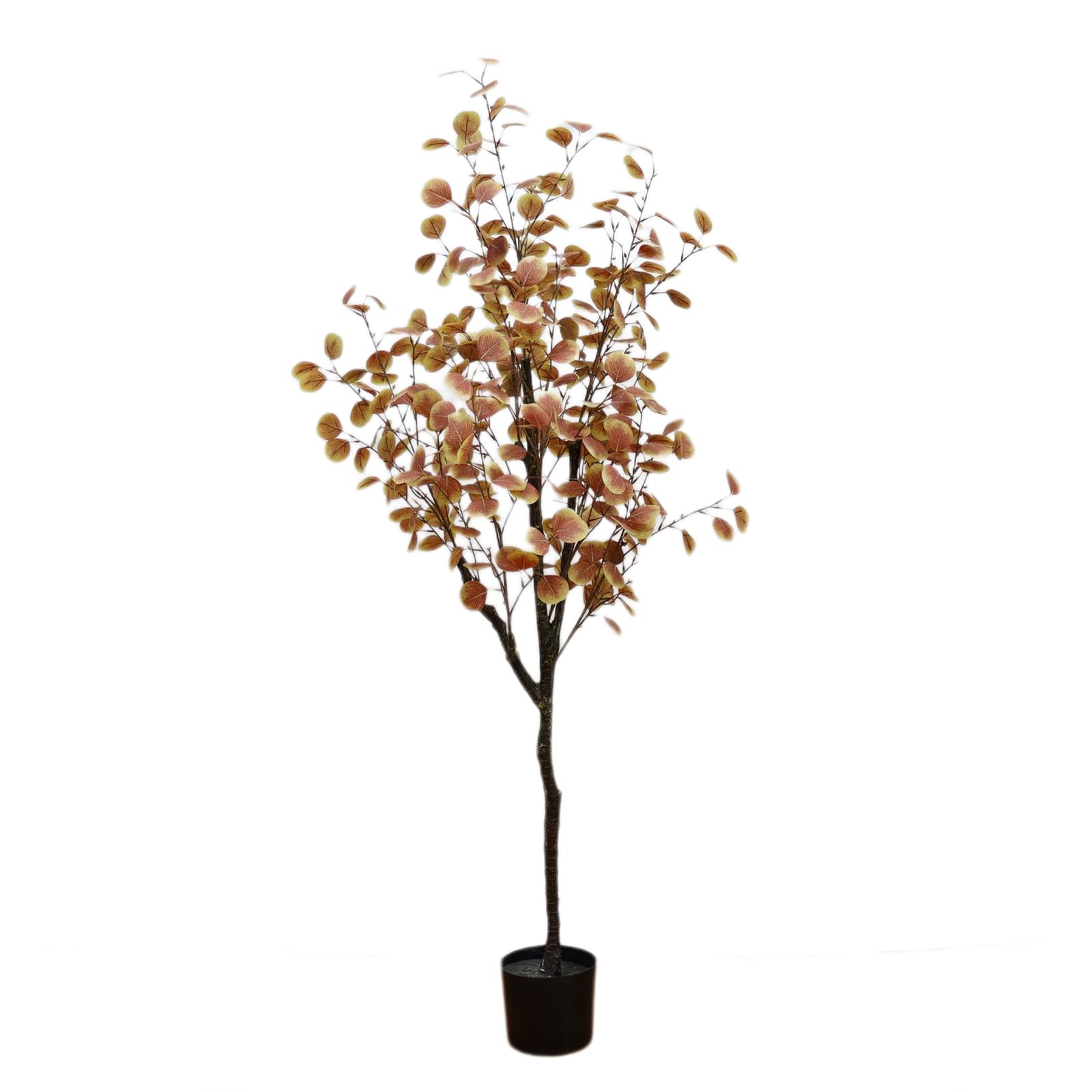 Albero di eucalipto artificiale Garvee da 5 piedi con vaso di plastica per soggiorno e uso esterno, foglie autunnali realistiche, facile da pulire, tessuto di seta