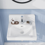 Garvee Top Lavabo Bagno 48x51 cm Ceramica Incasso Bianco Per Bagno Moderno Con Paraspruzzi E Scarico Overflow - Bianco