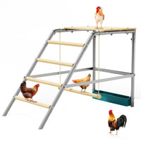 Garvee Chicken Perch con altalena e mangiatoia per pollaio e fattoria, 37,4"x18,9"x28", legno e metallo zincato, resistente