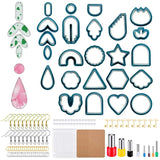 Set di orecchini in pasta polimerica Garvee da 142 pezzi, blu scuro, con fustelle, cartoncini e ganci per la creazione di gioielli, fatti a mano, kit fai da te