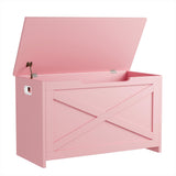 Garvee Panca Contenitore in Legno 76 cm con Cerniere di Sicurezza, Maniglie Laterali, Design Moderno per Ingresso e Camera, Grande Capacità, Facile Montaggio - Pink