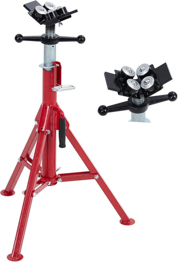 Supporto per carrello portatubo Garvee V-Head in acciaio al carbonio per impieghi gravosi, altezza regolabile, 28-52 pollici, pieghevole, nero