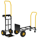 Garvee Carrello Dolly 2-in-1 Pieghevole 363 kg Acciaio con Pneumatici Anti-Foratura Magazzino Giardino - Load 400Lb | Black + Yellow