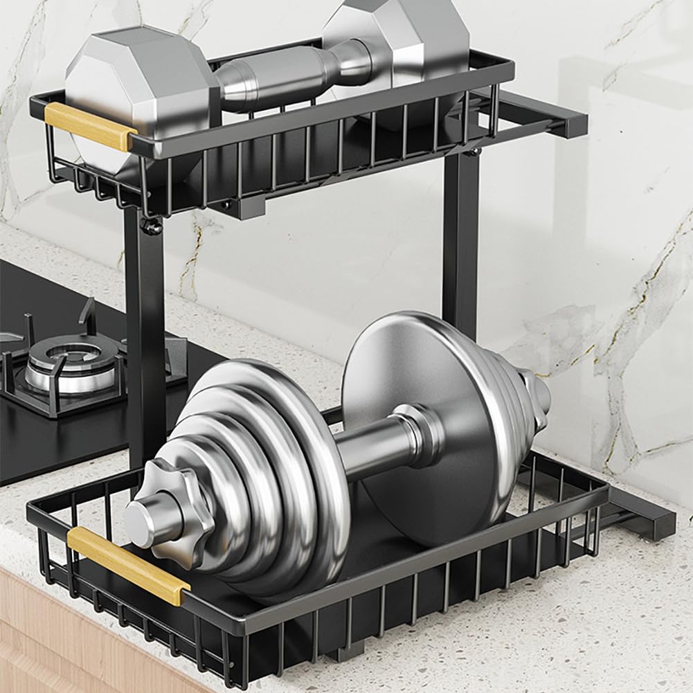 Garvee Organizer sottolavello in formato L con ripiano scorrevole a 2 livelli per cucina e bagno, altzza regolabile, antiruggine, acciaio al carbonio