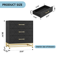 Cassettiera in legno Garvee per camera da letto, 3 cassetti, MDF, nero, moderna, robusta, salvaspazio, soggiorno, corridoio