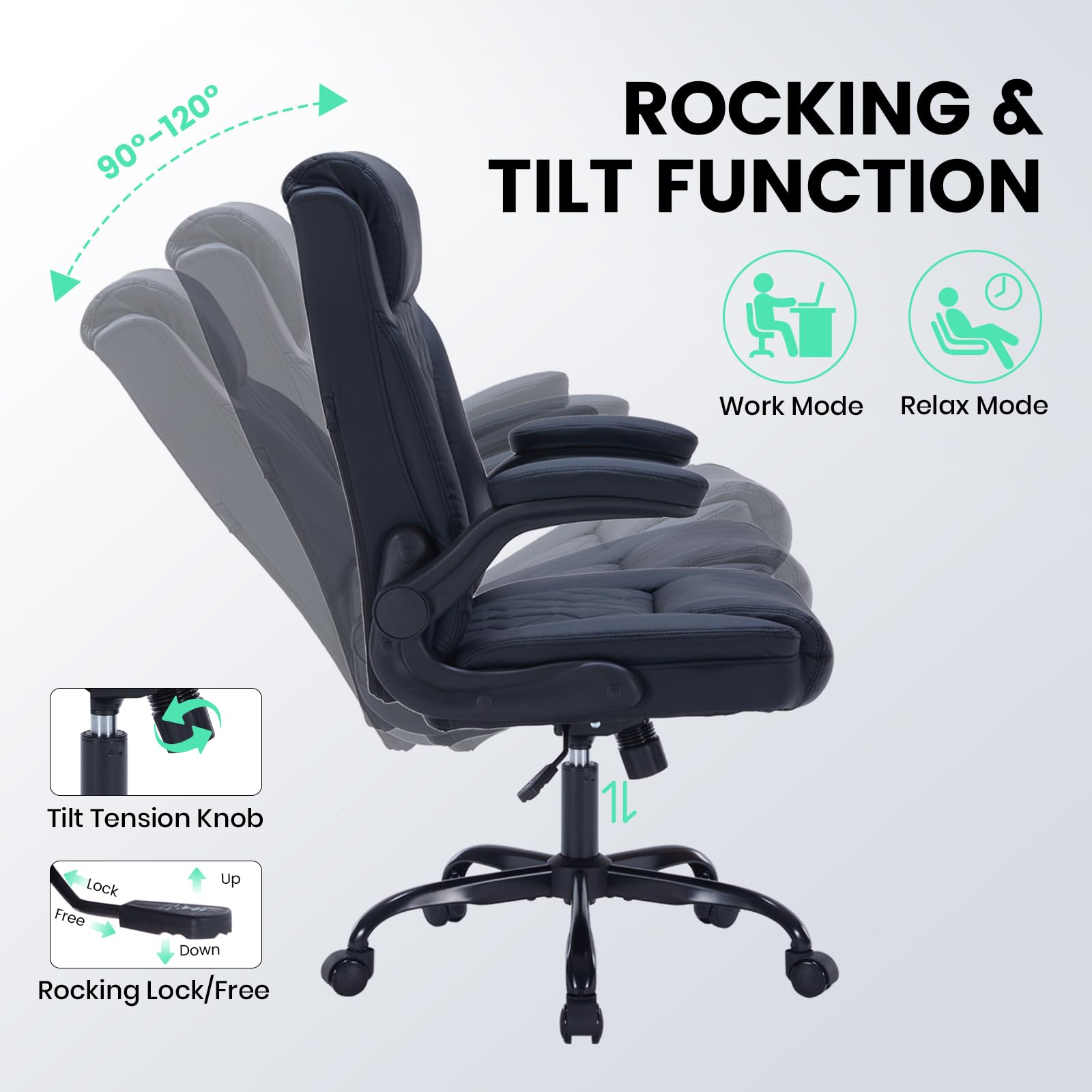 Garvee Sedia Da Ufficio Ergonomica In Pelle PU Nera Con Supporto Lombare Regolabile Confortevole Design Moderno Per Ufficio E Studio