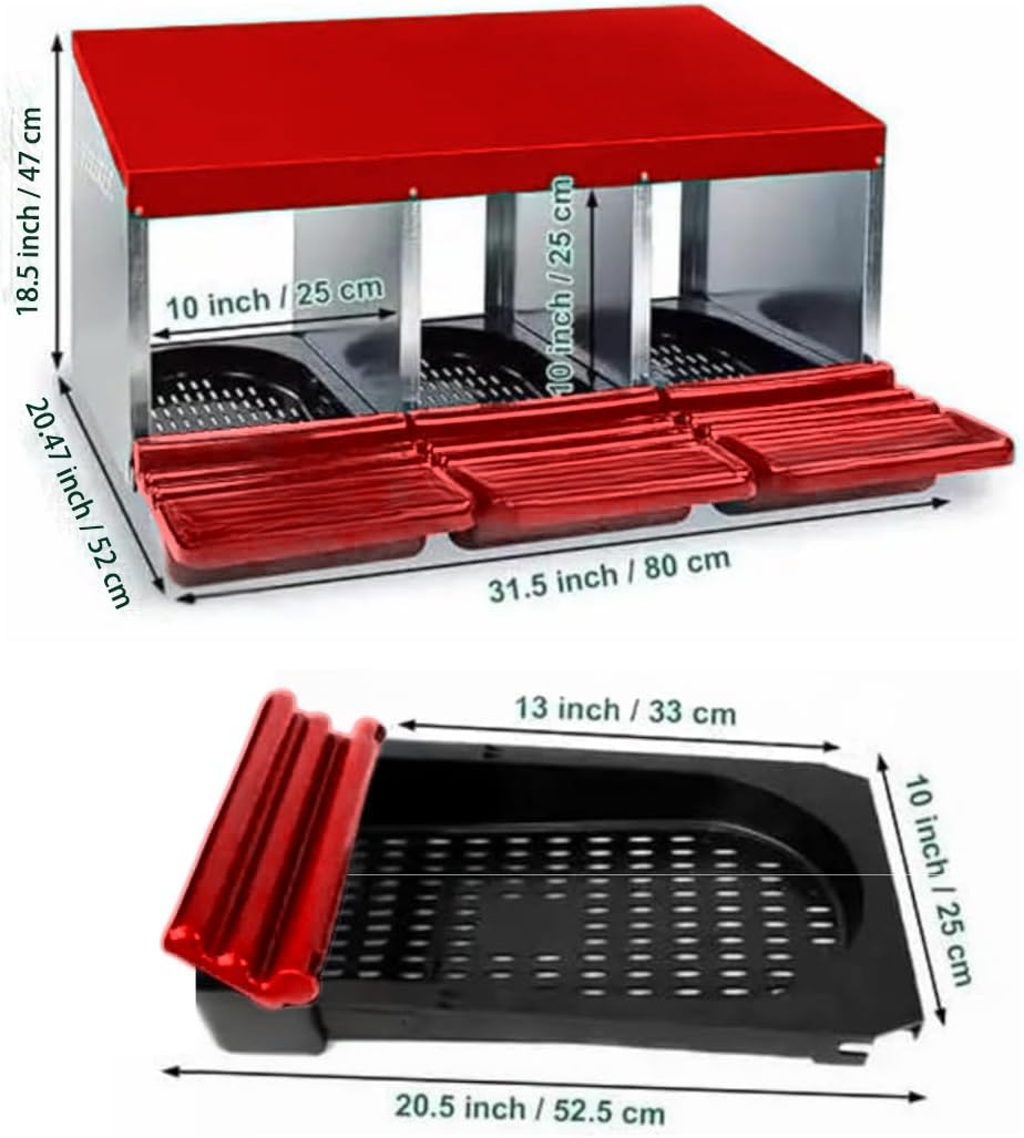 Nido per polli Garvee, in metallo, 3 scomparti, design estraibile, per pollaio, resistente, ventilato, facile da pulire