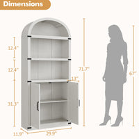 Libreria Garvee con ante, stile rustico, in legno MDF, protezioni angolari in metallo per soggiorno e studio, altezza 71,65", colori legno naturale