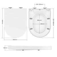 Sedile WC Garvee Copriwater a forma di D con sgancio rapido, abbassamento automatico, cerniere regolabili, bianco, bagno