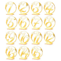 Garvee, cartelli con numeri da tavolo in acrilico per matrimoni, esagonali, trasparenti, con specchio dorato, per decorazioni di ricevimenti e banchetti nuziali 1-15