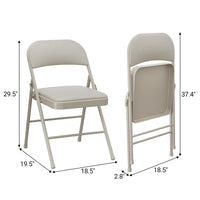 Garvee Set di 4 sedie pieghevoli con cuscini, in similpelle, beige, per uso interno ed esterno, leggere, pieghevoli, supportano fino a 350 libbre