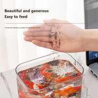 Garvee Acquario piccolo trasparente con pompa ad aria USB, scatola di riproduzione, acquario ecologico per soggiorno, ufficio domestico, decorazione da scrivania, 16 x 12 cm, trasparente