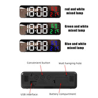 Garvee Grande Orologio da Parete LED Digitale Multifunzionale Rosso 23x7x3,5 cm per Soggiorno e Ufficio