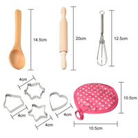 Garvee Set da cucina e pasticceria per bambini da 11 persone con grembiule regolabile, cappello da chef, accessori senza BPA per bambini del ruolo e feste di compleanno, cotone lavabile