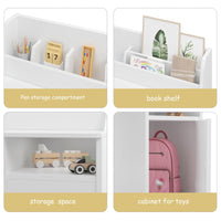 Scrivania per bambini Garvee White con sedia, in legno, contenitore ed ergonomica per camerette, 3-8 anni, bianca