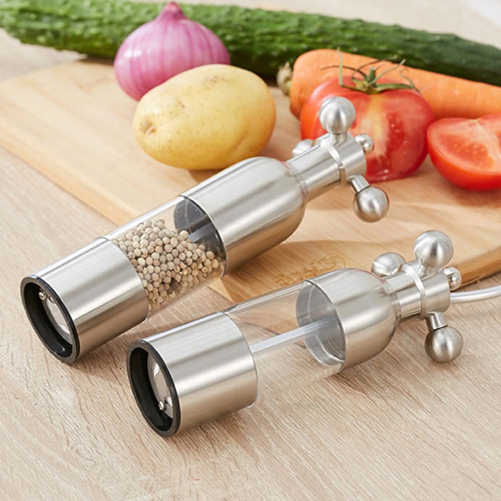 Set macina sale e macina pepe Garvee, acciaio inossidabile, ricaricabile, regolabile, per casa e cucina, macina spezie compatto