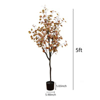 Albero di eucalipto artificiale Garvee da 5 piedi con vaso di plastica per soggiorno e uso esterno, foglie autunnali realistiche, facile da pulire, tessuto di seta