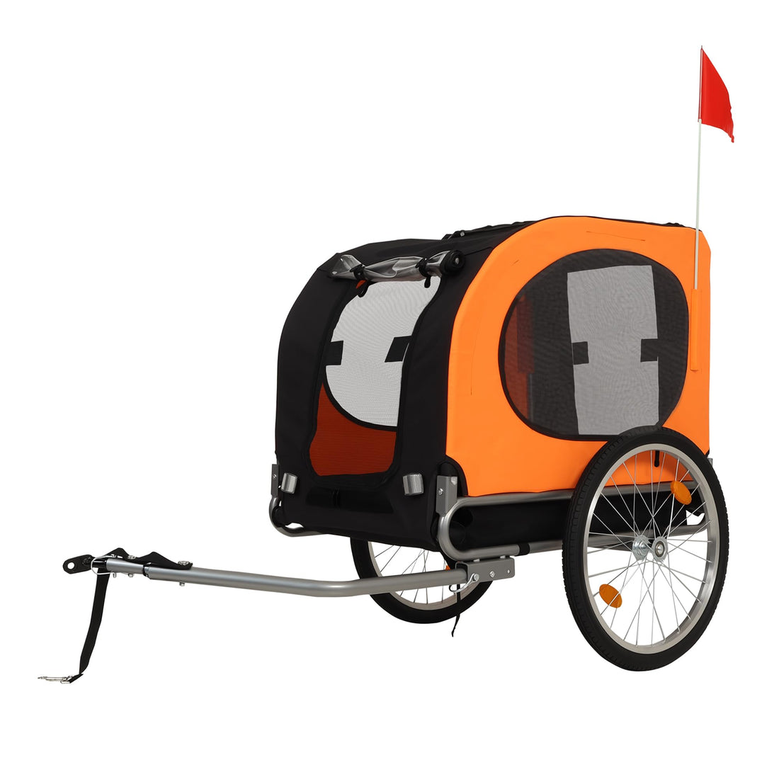 Garvee Rimorchio per cani Rimorchio per bicicletta Fino a 40 kg con bandiera Tela Oxford 600D resistente alle intemperie Per cani di grossa taglia 22-28 pollici Arancione