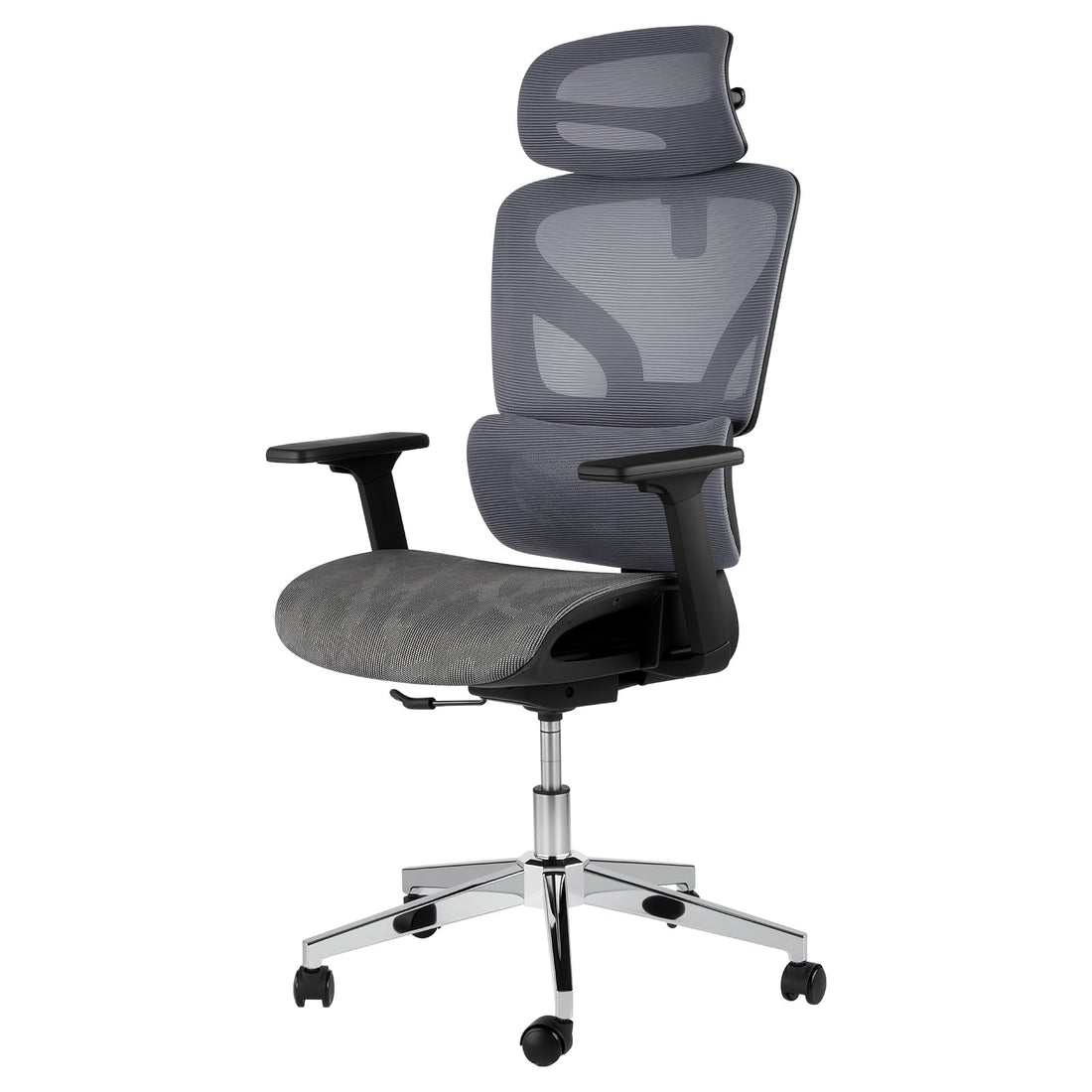 Sedia da ufficio ergonomica Garvee con rete traspirante, braccioli 3D, altezza del sedile regolabile, poggiapiedi in acciaio, reclinazione di 135°, grigia per ufficio e gaming