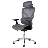 Sedia da ufficio ergonomica Garvee con rete traspirante, braccioli 3D, altezza del sedile regolabile, poggiapiedi in acciaio, reclinazione di 135°, grigia per ufficio e gaming - rosso