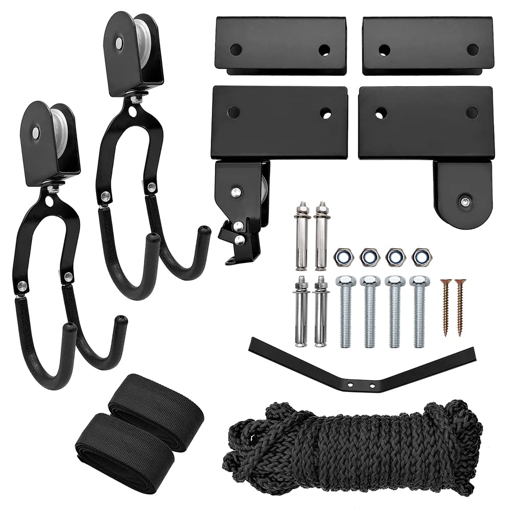 Sistema di carrucole da soffitto Garvee per kayak e canoa, capacità 120 libbre, per esterni, materiale durevole, cinghia di stoccaggio