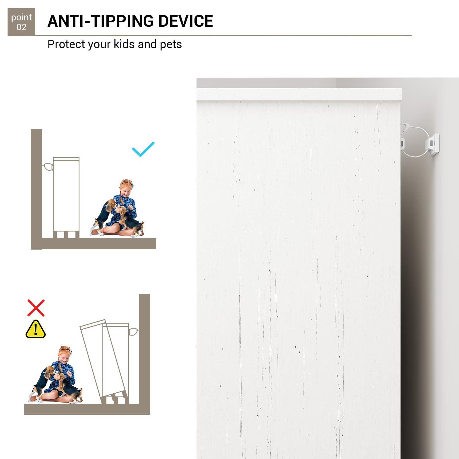 Cassettiera Garvee Farmhouse a 6 cassetti, in legno bianco, robusta, con ampio spazio di archiviazione per camera da letto, soggiorno, corridoio, 47,2x15,8x32 pollici