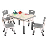 Garvee Set Tavolo e Sedie per Bambini Regolabile in Altezza 4 Posti Tavolo Multiattività Ecologico Antiscivolo Casa e Scuola - Grey