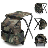 Garvee Sgabello Da Campeggio Pieghevole 2 In 1 Con Zaino Frigorifero Isolato 10L, Tela Oxford Resistente, Multi-Tasche, Portatile Per Caccia, Pesca E Escursioni, Nero