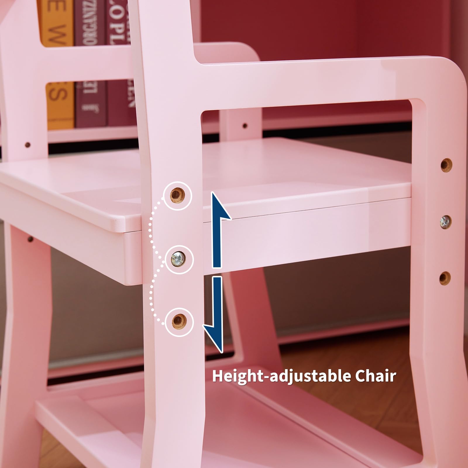 Set scrivania ad angolo per bambini Garvee con bacheca e contenitore, a forma di L, per cameretta, rosa, 40x42x31 pollici