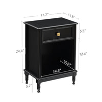 Comodino Garvee in MDF con cassetto e ripiano per camera da letto e soggiorno, 17,7x11,8x24,4 pollici, nero, moderno e stabile
