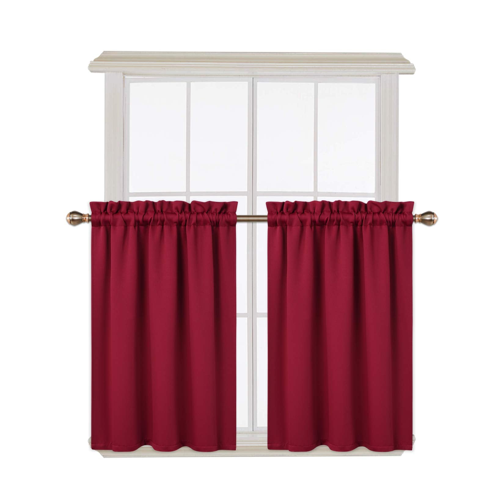 Tende oscuranti Garvee, 2 pezzi, per finestre, soggiorno, cucina, camera da letto, termoisolanti, rosse, 26 x 30 pollici