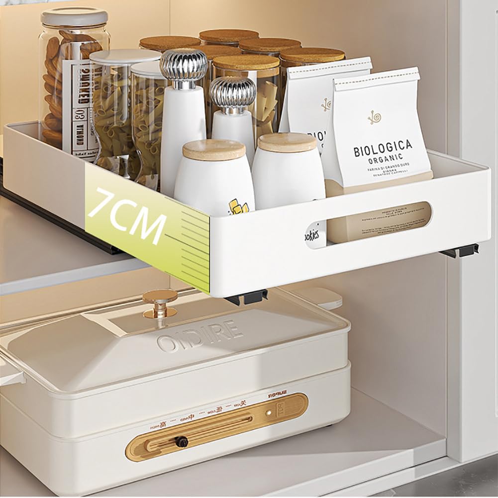Garvee Organizer per cassetti in metallo silenzioso e robusto per cucina e bagno 10,2"x14,5"x3,1" bianco