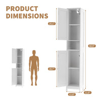 Mobiletto da bagno alto Garvee da 170.18 cm con 2 ante a battente, 1 cassetto per bagno e cucina, legno, stretto, robusto, versatile, acrilico trasparente, bianco