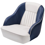 Garvee 56x55x49.5 cm Sedile Avvolgente per Barca – Seduta Pilota in Ecopelle Nautica – Stabile e Confortevole per Motoscafi e Gommoni - Cuciture bianche e blu