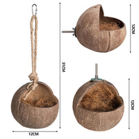 Casetta per uccelli in guscio di cocco Garvee – Materiale naturale, per uccelli, criceti, scoiattoli, 12x12 cm
