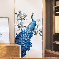 Adesivi murali Garvee con motivo a fiori di pavone, adesivi decorativi autoadesivi e rimovibili, 40 x 90 cm, colori vivaci, PVC resistente